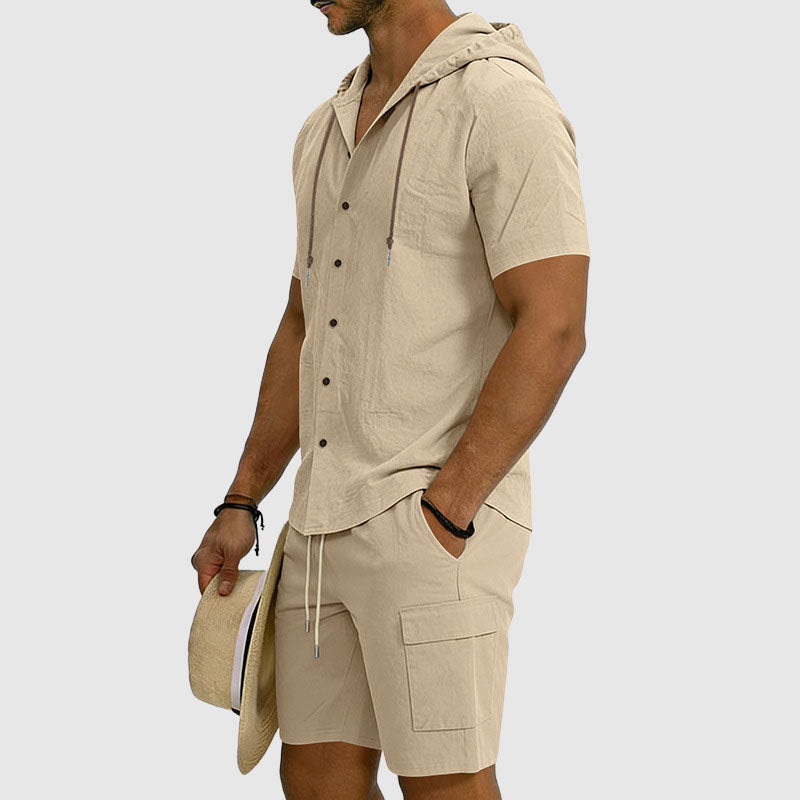 Logan - Men's Hooded Linen Two-Piece Set