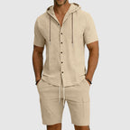 Logan - Men's Hooded Linen Two-Piece Set