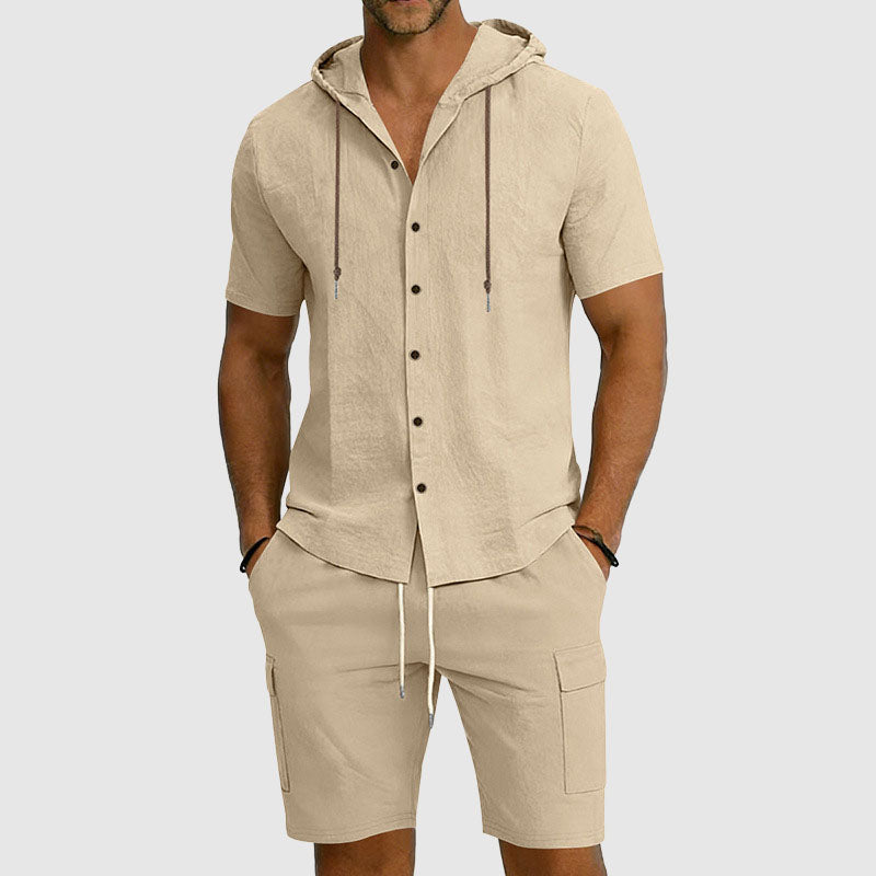 Logan - Men's Hooded Linen Two-Piece Set