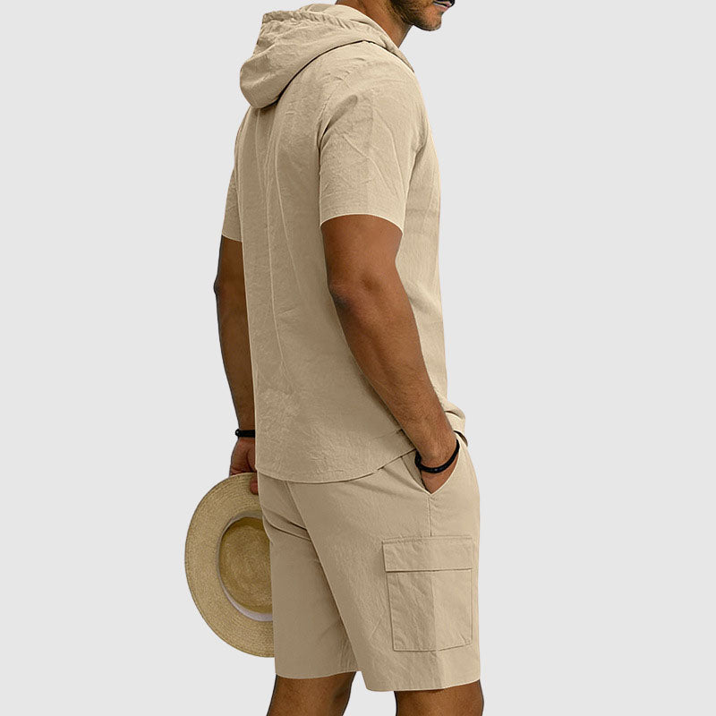 Logan - Men's Hooded Linen Two-Piece Set