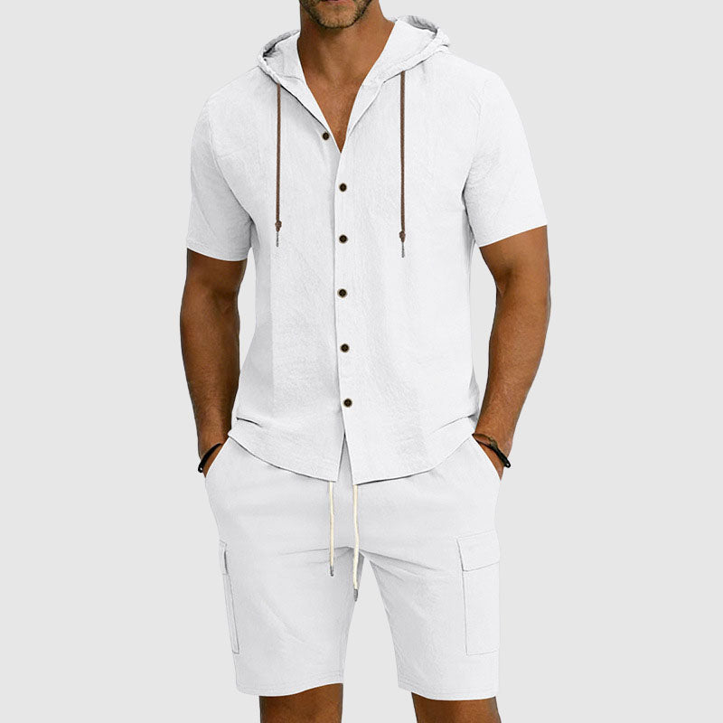 Logan - Men's Hooded Linen Two-Piece Set