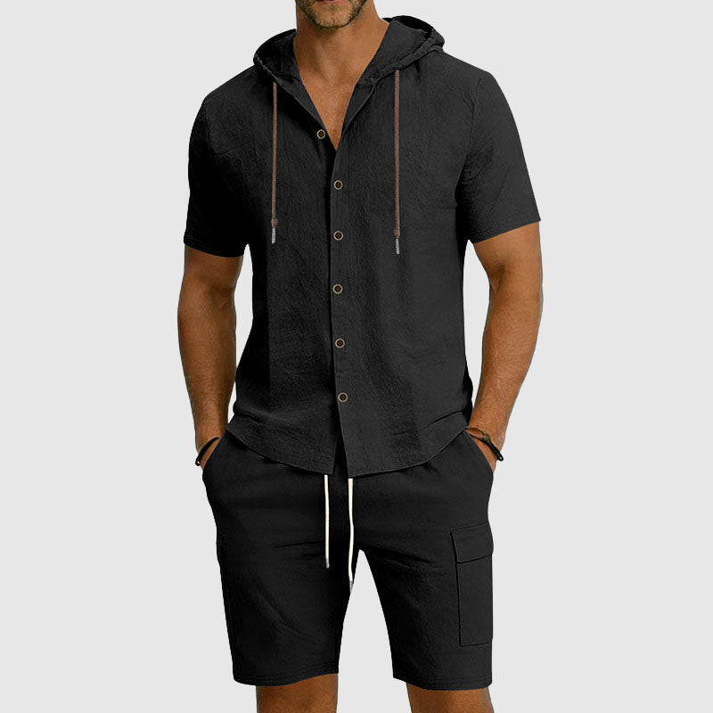 Logan - Men's Hooded Linen Two-Piece Set