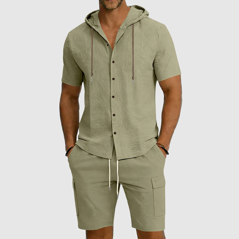 Logan - Men's Hooded Linen Two-Piece Set
