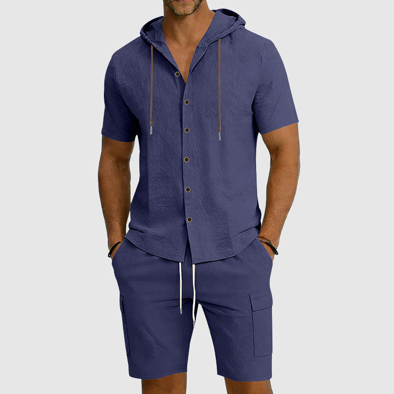 Logan - Men's Hooded Linen Two-Piece Set