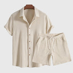 Logan - Men’s Short Sleeve Button Down Shirt Shorts Set