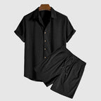 Logan - Men’s Short Sleeve Button Down Shirt Shorts Set