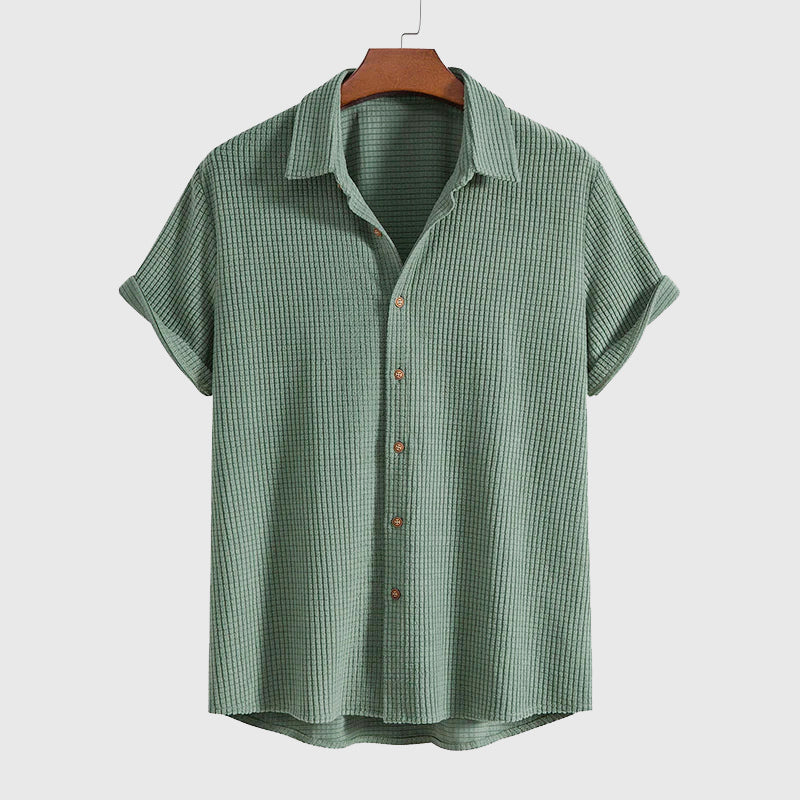 Logan - Men’s Short Sleeve Button Down Shirt Shorts Set