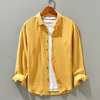 Louis - Men's Textured Cotton Long Sleeve Shirt