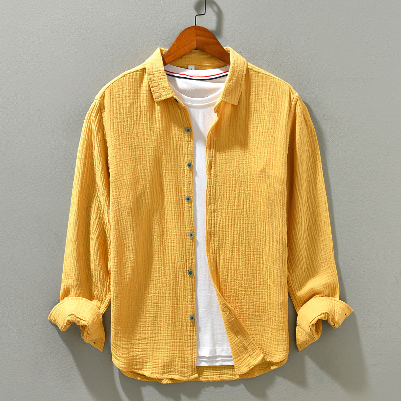 Louis - Men's Textured Cotton Long Sleeve Shirt