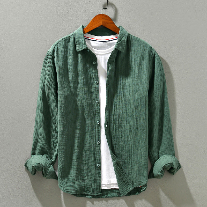 Louis - Men's Textured Cotton Long Sleeve Shirt