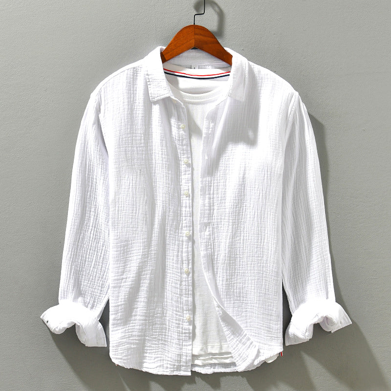 Louis - Men's Textured Cotton Long Sleeve Shirt
