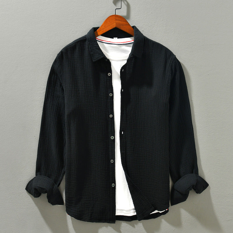 Louis - Men's Textured Cotton Long Sleeve Shirt