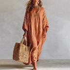 Lucille - Women's Linen Look Flowing Kaftan Maxi Dress
