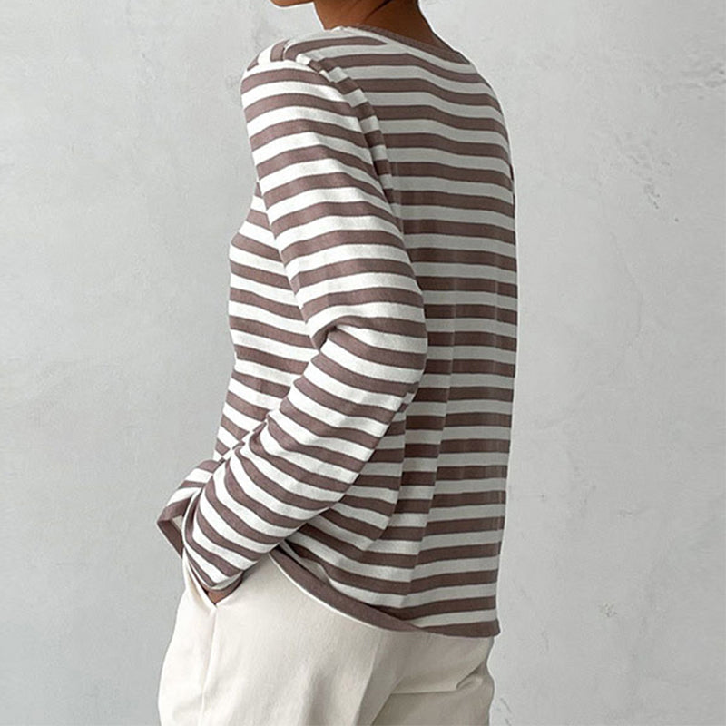 Lucille - Women’s Relaxed Striped Long Sleeve Shirt