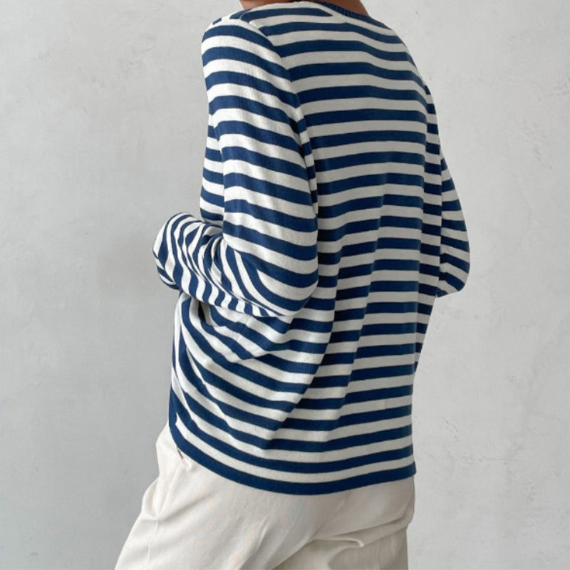 Lucille - Women’s Relaxed Striped Long Sleeve Shirt