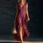 Madelynn - Women's Asymmetric Ruffle Hem Midi Dress