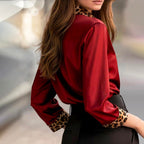 Madison - Women’s Printed Collar and Cuff Blouse