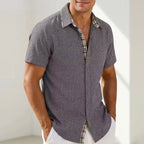 Marcus - Men’s Plaid Trim Short Sleeve Button-Up Shirt
