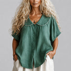 Marlowe - Women's Scalloped Collar Button Blouse