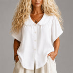 Marlowe - Women's Scalloped Collar Button Blouse