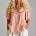 Marlowe - Women's Scalloped Collar Button Blouse