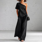 Martha - Women's Top and Wide-Leg Pants Linen Set