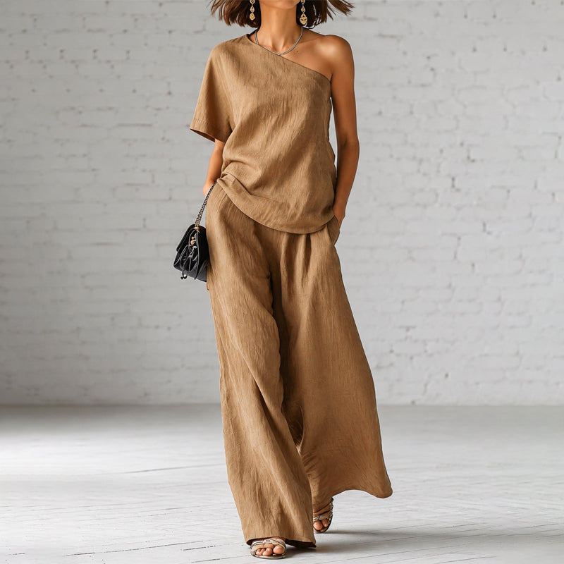 Martha - Women's Top and Wide-Leg Pants Linen Set