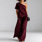 Martha - Women's Top and Wide-Leg Pants Linen Set