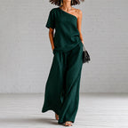 Martha - Women's Top and Wide-Leg Pants Linen Set