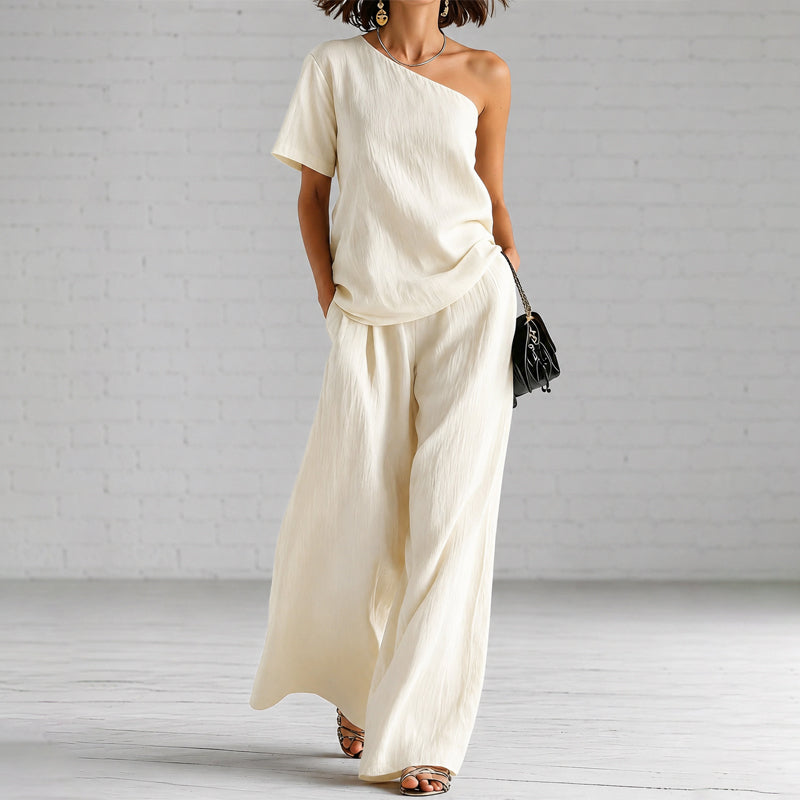 Martha - Women's Top and Wide-Leg Pants Linen Set