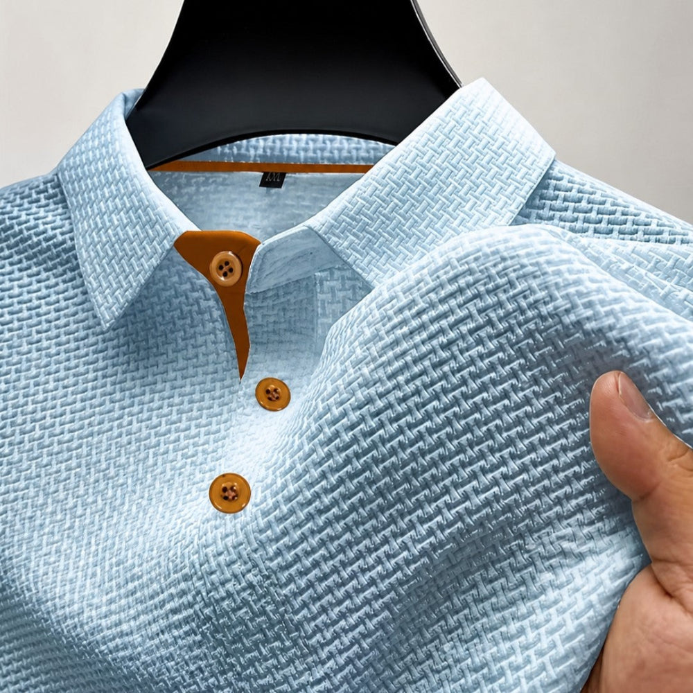 Mason - Men's Textured Button Polo Shirt