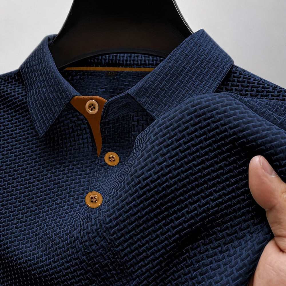 Mason - Men's Textured Button Polo Shirt
