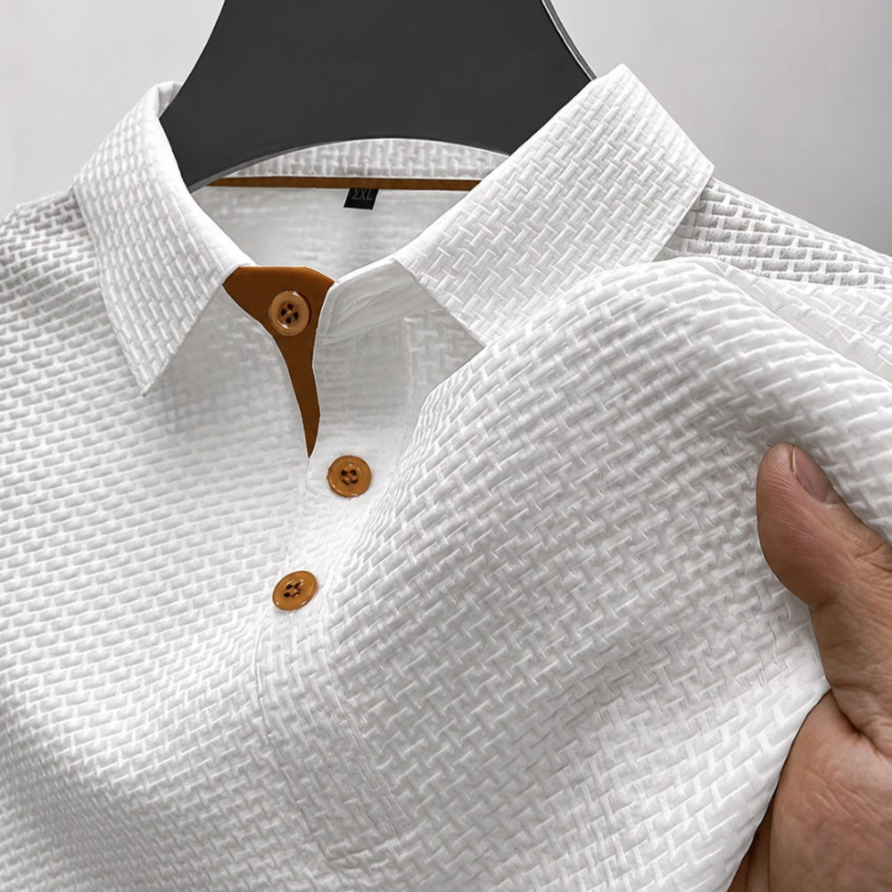 Mason - Men's Textured Button Polo Shirt
