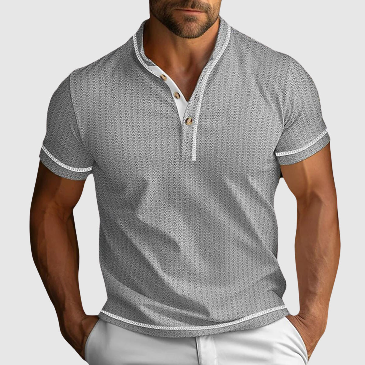 Mateo - Men’s Textured Henley Knit T-Shirt