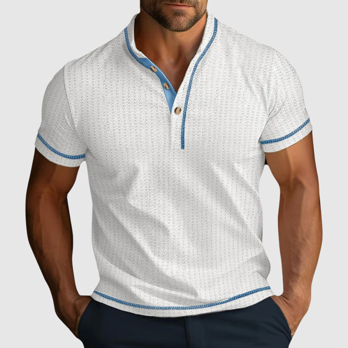 Mateo - Men’s Textured Henley Knit T-Shirt