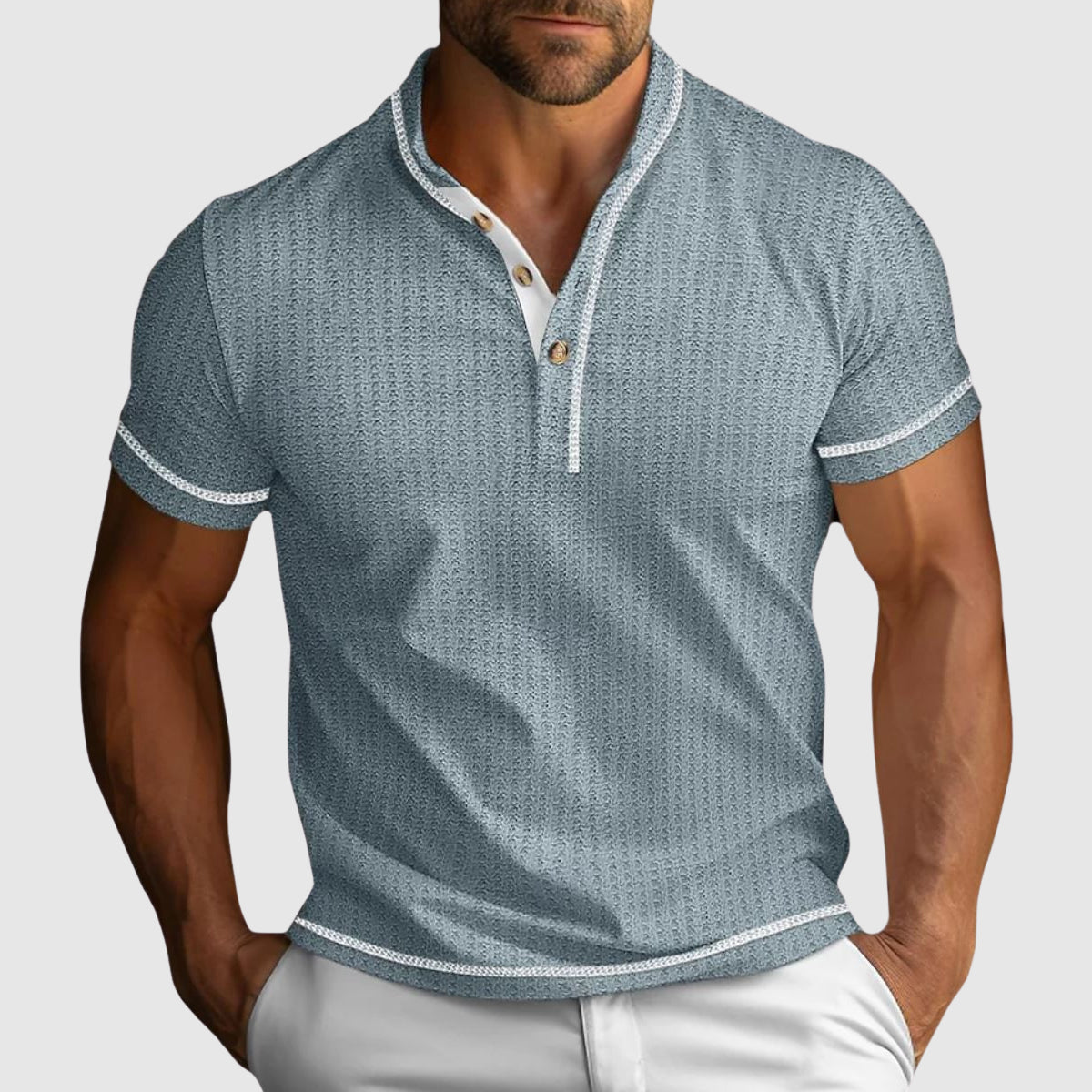 Mateo - Men’s Textured Henley Knit T-Shirt
