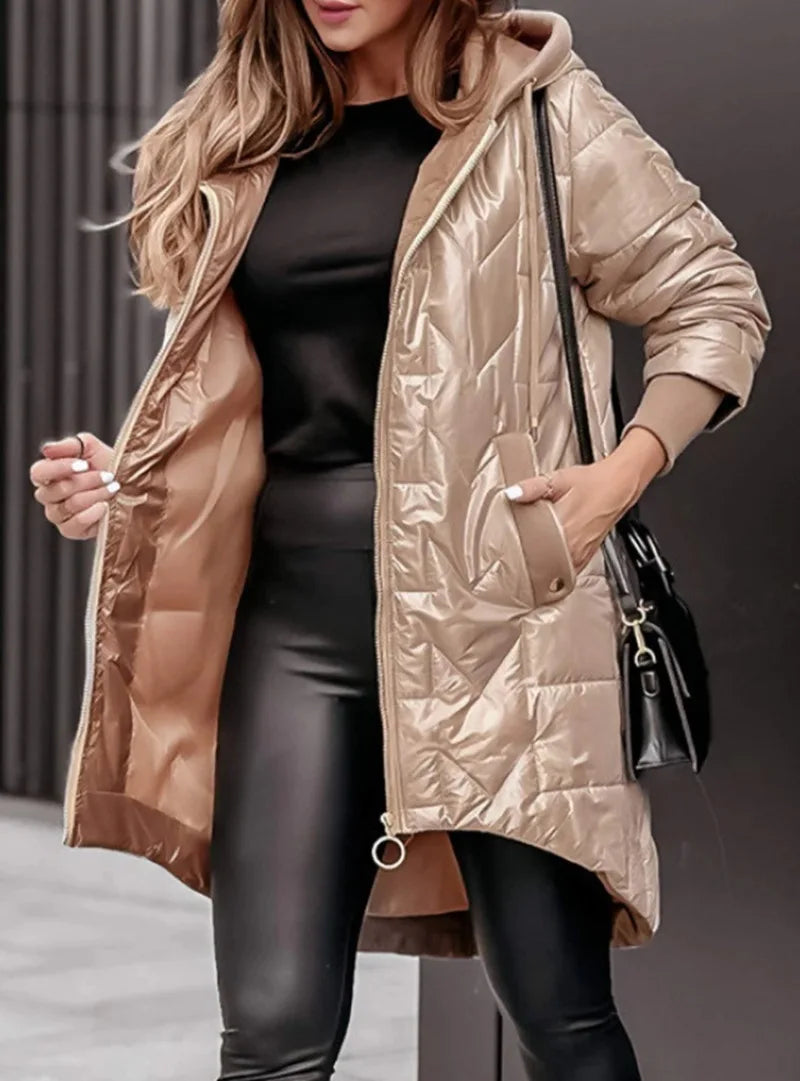 Maxine - Women's Quilted Parka with Drawstring Hem