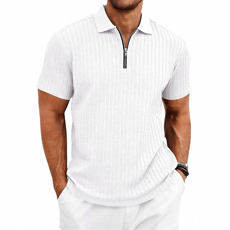 Melvin - Men’s Textured Zip Polo Shirt