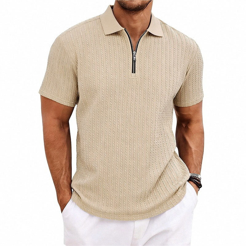 Melvin - Men’s Textured Zip Polo Shirt