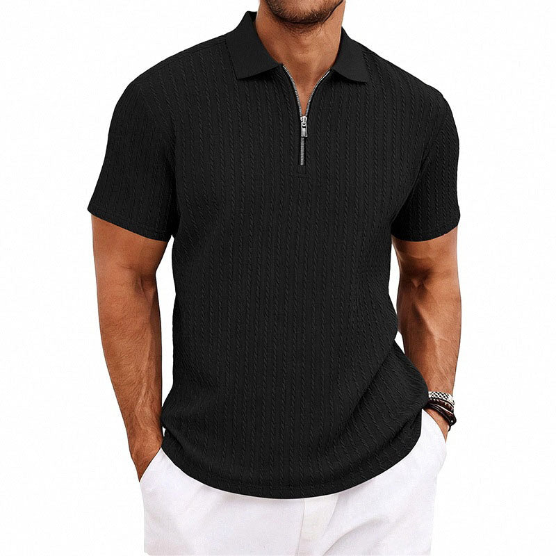 Melvin - Men’s Textured Zip Polo Shirt