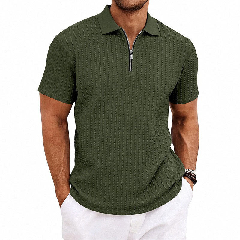 Melvin - Men’s Textured Zip Polo Shirt