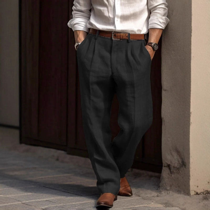 Michael - Men’s Classic Pleated Linen Slacks