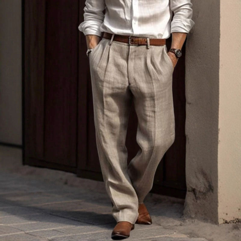 Michael - Men’s Classic Pleated Linen Slacks