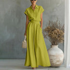 Monica - Women’s Linen Look Shirt & Pants Set