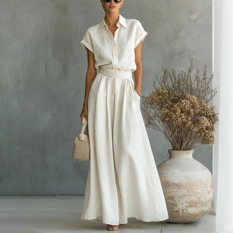 Monica - Women’s Linen Look Shirt & Pants Set