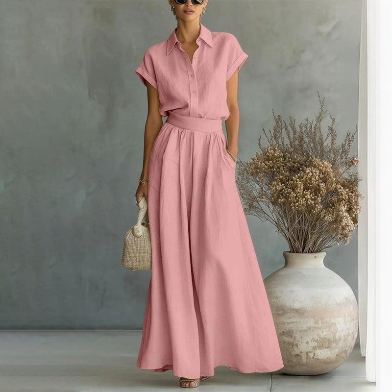 Monica - Women’s Linen Look Shirt & Pants Set