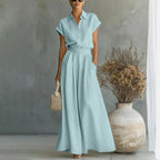 Monica - Women’s Linen Look Shirt & Pants Set