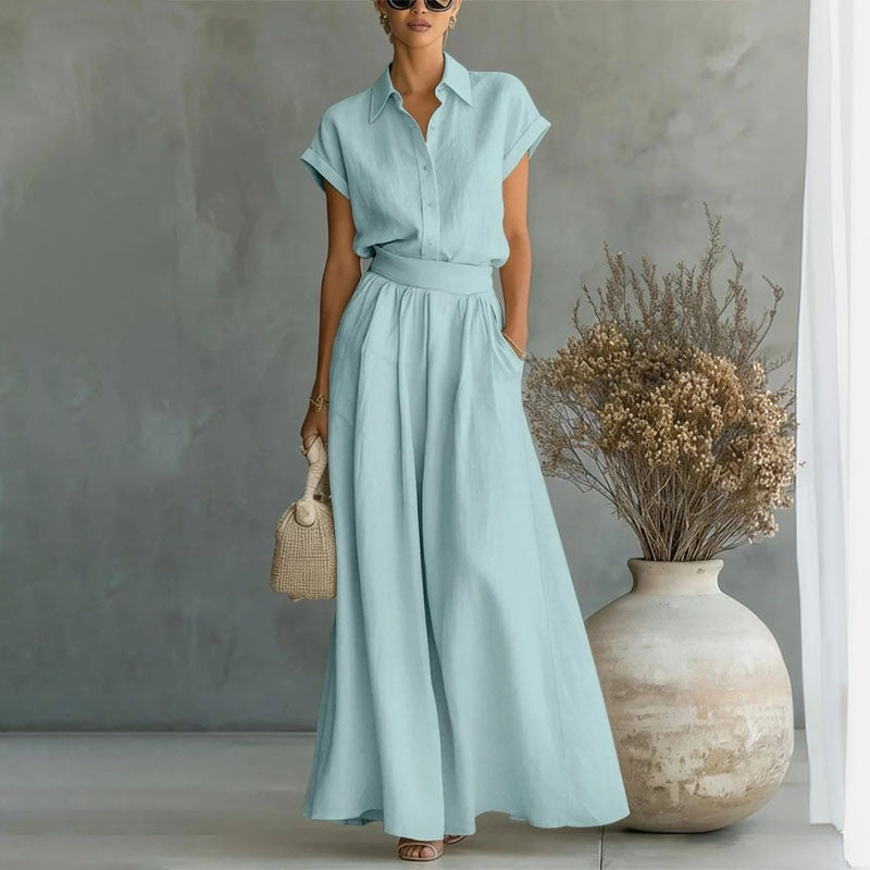 Monica - Women’s Linen Look Shirt & Pants Set