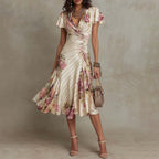 Monroe - Women's Floral Ruched Wrap Midi Dress