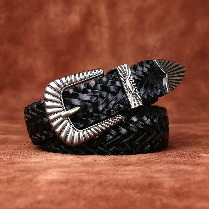 Monroe - Women's Genuine Leather Braided Cowhide Belt